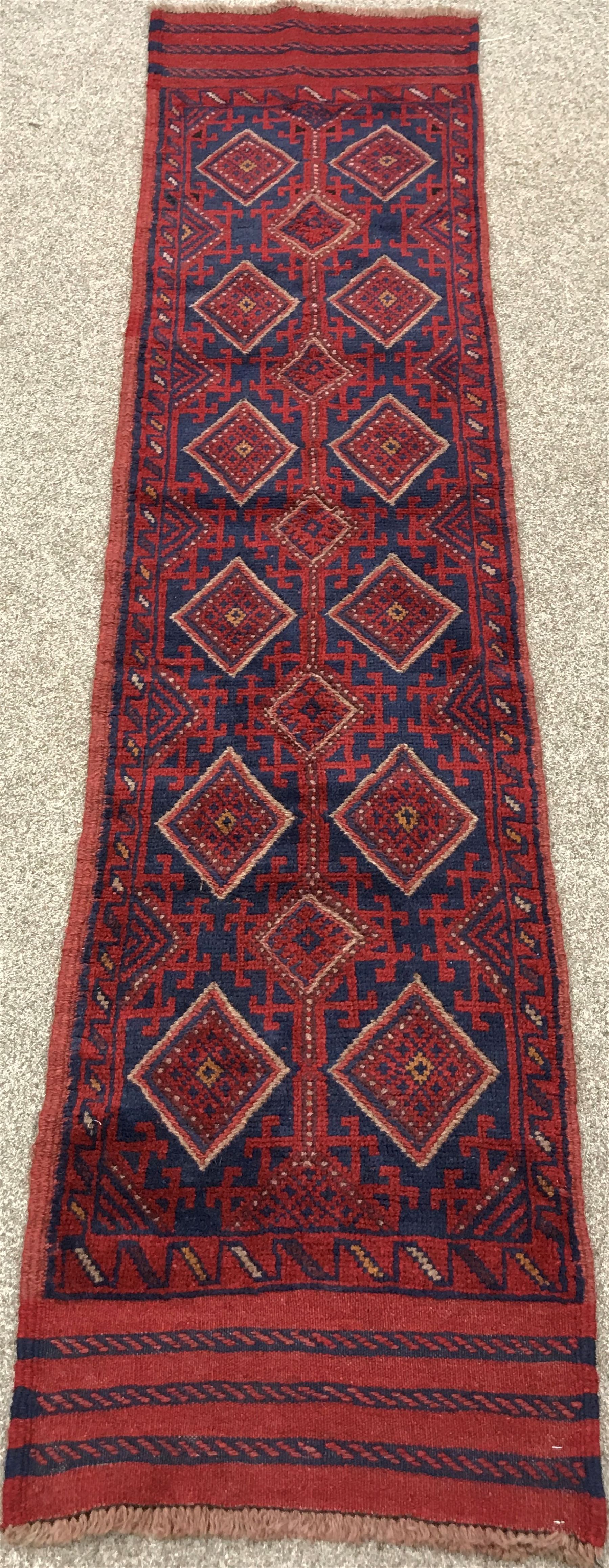 Meshwari red and blue ground runner, repeating border