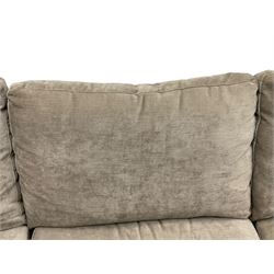 Next Home - corner sofa upholstered in grey fabric, on block feet 