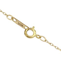 Gold aquamarine and diamond pendant necklace and a gold red diamond ball pendant necklace, both 9ct