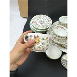 Minton Haddon Hall pattern part tea service, including milk jug, open sucrier, teacups and saucers, dessert plates etc