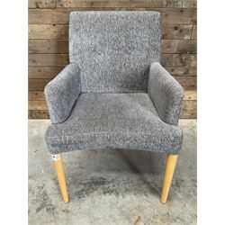 17 x armchair upholstered in textured grey fabric, beech legs