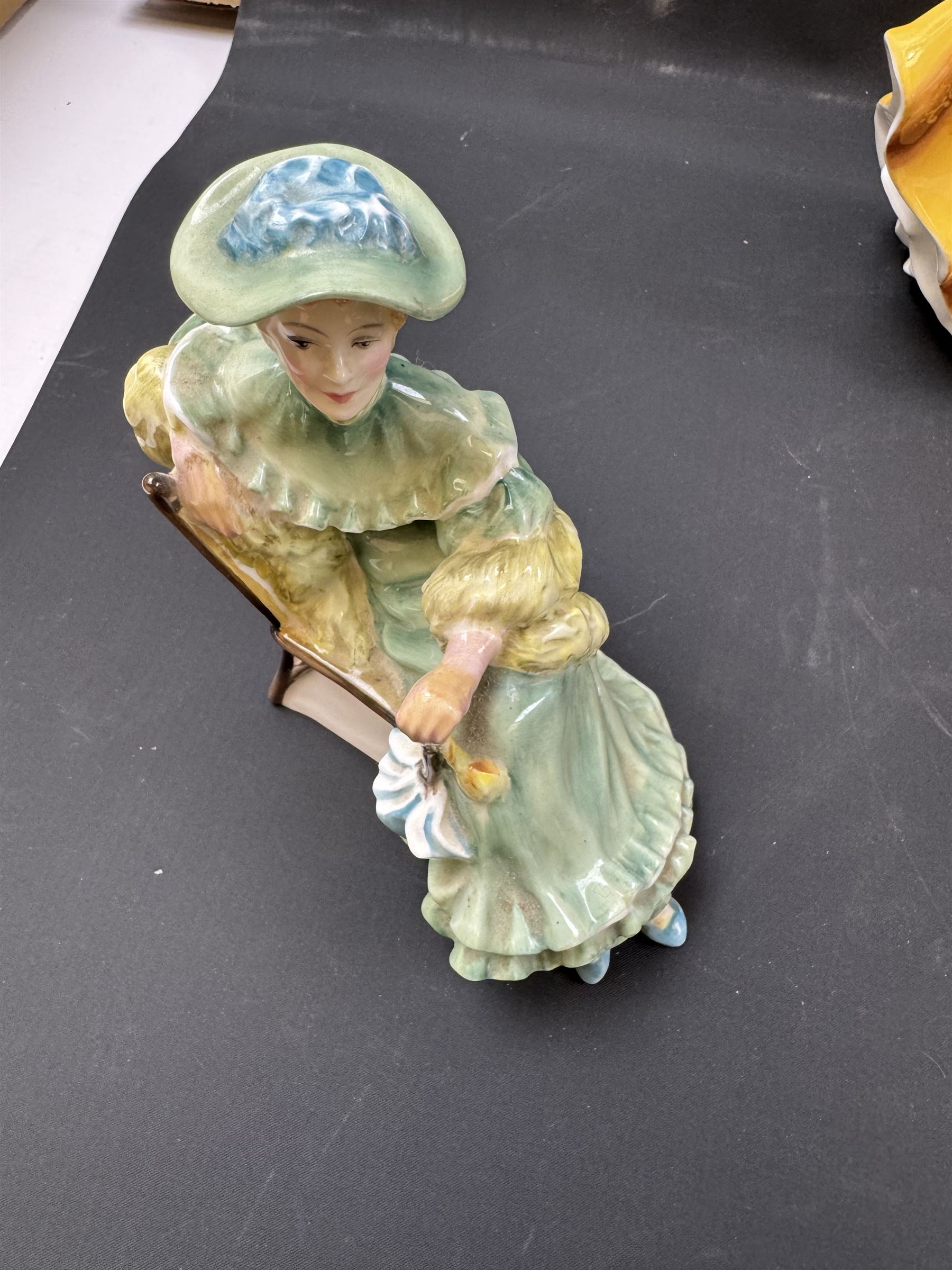 Eight Royal Doulton figures, including Lambing Time, Innocence, Ascot, Alison etc 