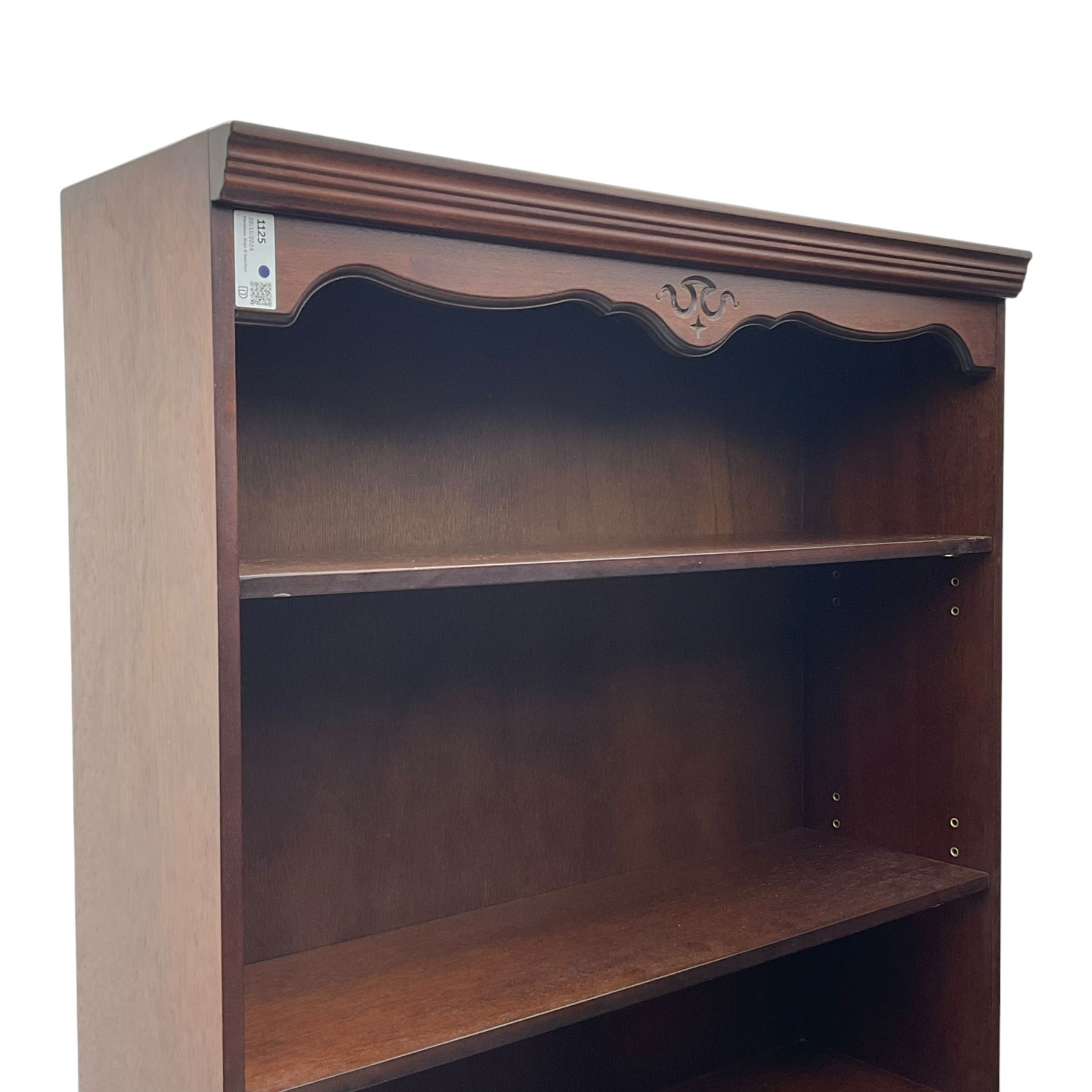 Rossmore Furniture - pair of open mahogany bookcases 