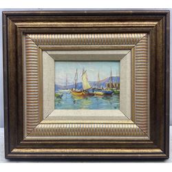 Howard Barron (British/Australian 1900-1991): Coastal Scenes, set of three oils on board signed with monogram 10cm x 13cm (3)