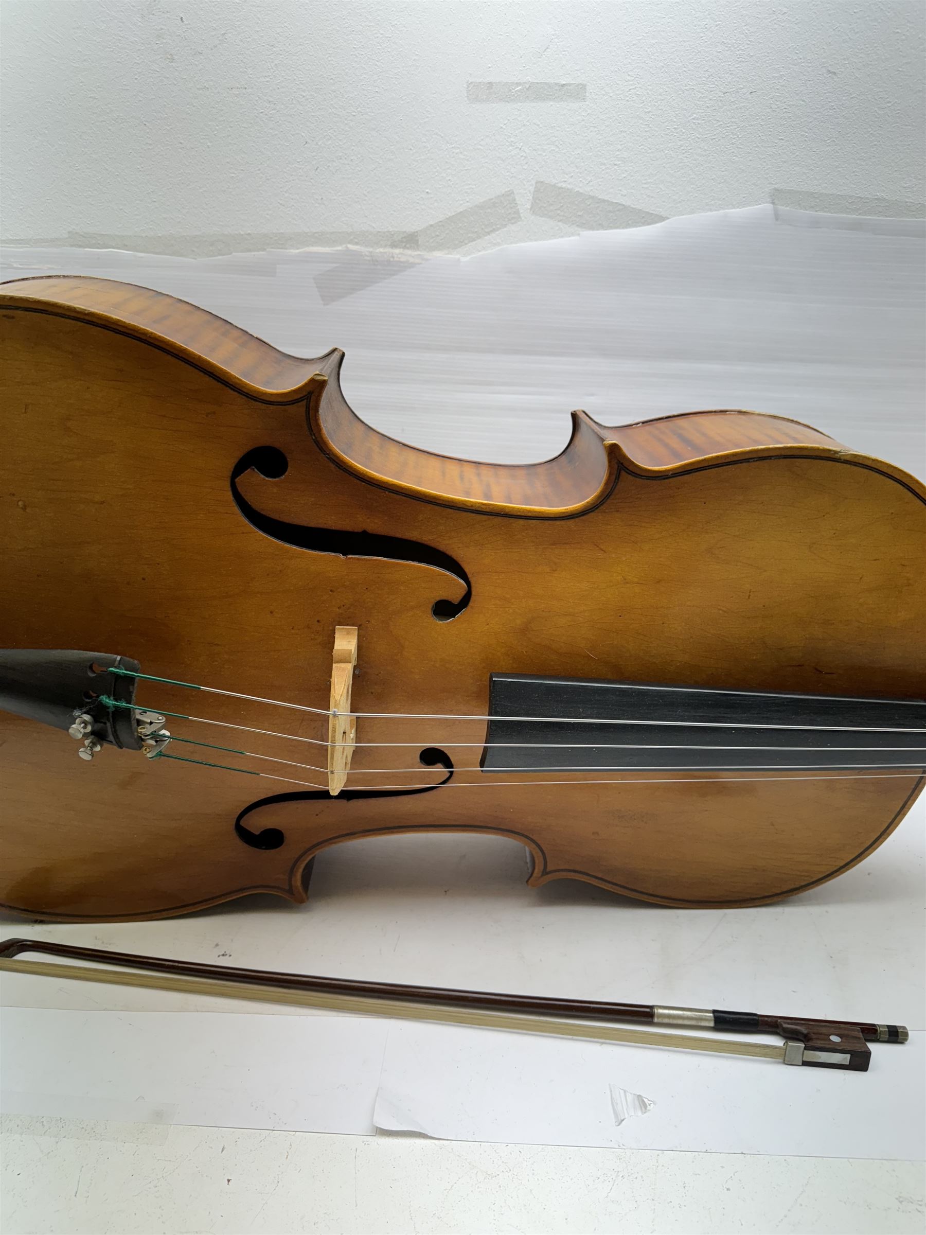 Czechoslovakian cello and bow, back L76cm