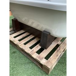 Acrylic double ended bath on wood veneer cradle stand - THIS LOT IS TO BE COLLECTED BY APPOINTMENT FROM DUGGLEBY STORAGE, GREAT HILL, EASTFIELD, SCARBOROUGH, YO11 3TX