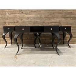 3 x rosewood console dressing tables, with two soft-close drawers