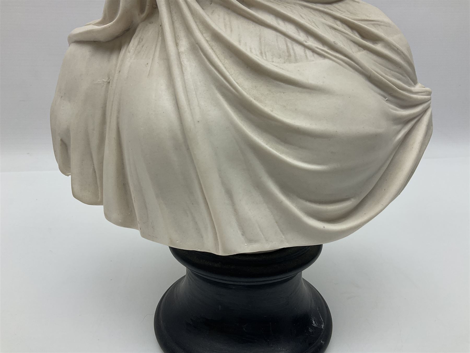 After Antonio Frilli, bust of A Veiled Bride signed A Filli, Firenze, Italy beneath, H34cm 