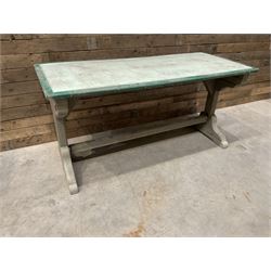 Early 20th century painted wood and enamel Military folding campaign table