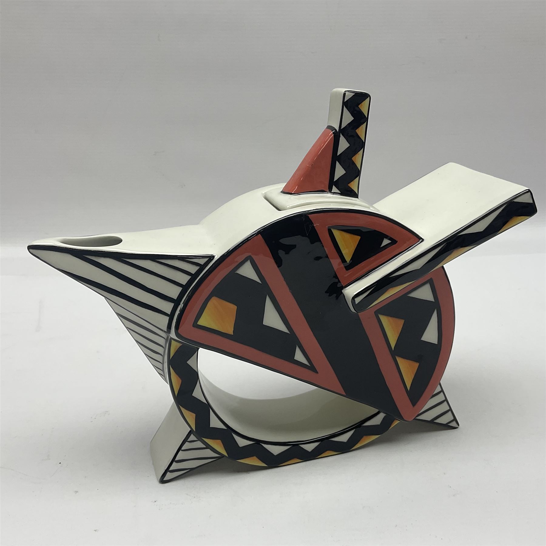 Lorna Bailey Prototype teapot, with a geometric pattern, H21cm 