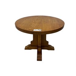 Yorkshire Oak - oak occasional table, circular top on cruciform base and sledge feet 