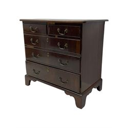 George III mahogany chest, moulded rectangular top over two short and three long drawers, on bracket feet 