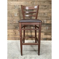 6 x dark walnut low back bar stool, faux leather seat