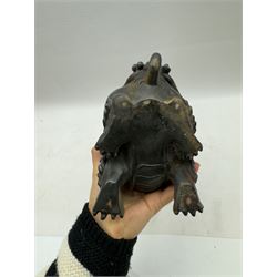 Incense burner modelled as a dog of foo, with hinged head, H15cm