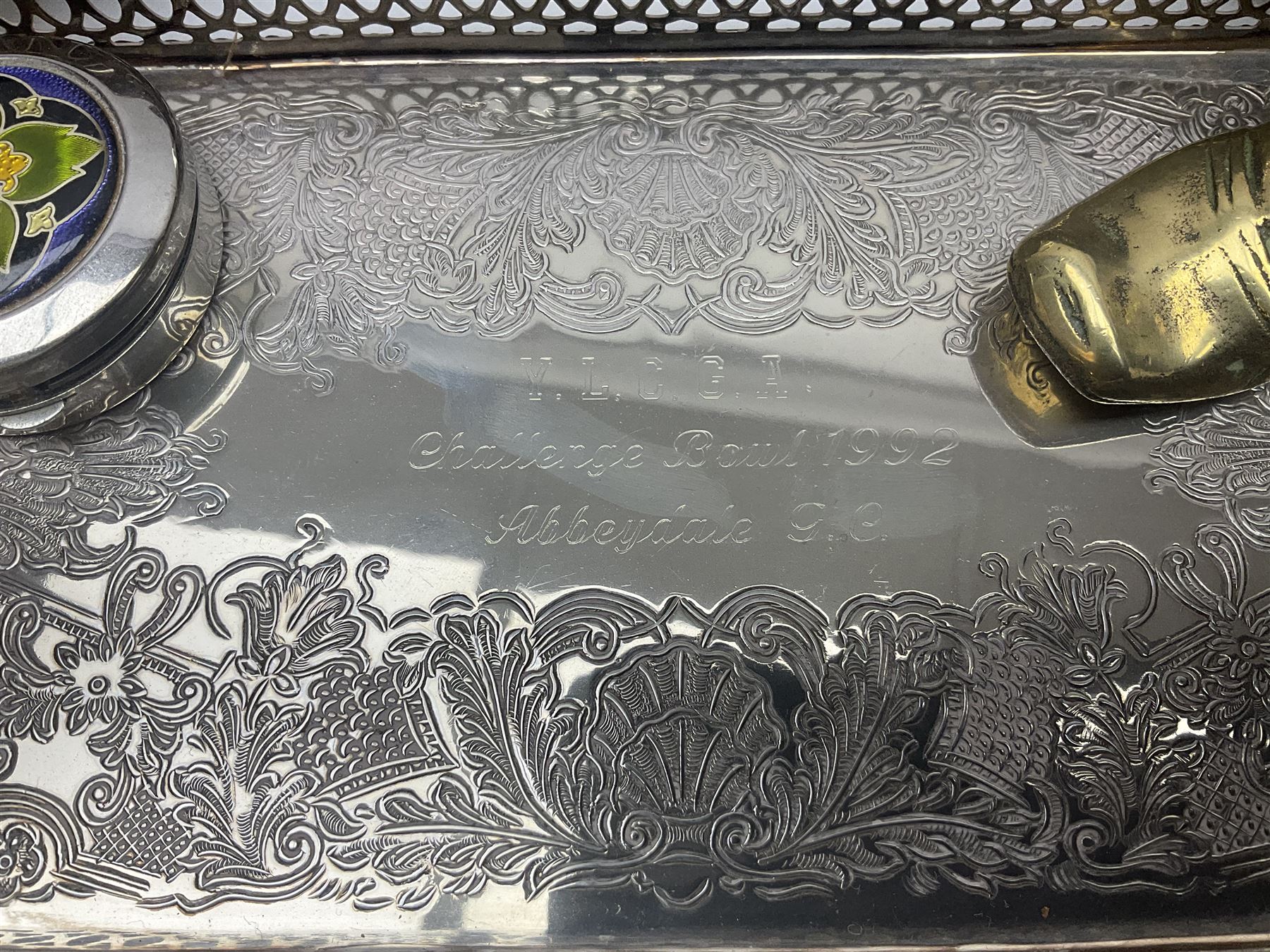 Collection of silver plate, to include pedestal dish, candle sticks, tea service etc  