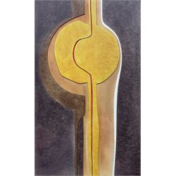 Gerald Stamper (British 20th Century): Yellow Core, collaged watercolour signed, dated 1973 verso 34cm x 20cm 