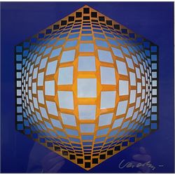 Victor Vasarely (Hungarian/French 1908-1997): 'Tegla-Hat', screenprint signed in metallic pen pub. 'Structures Universelles de l'Hexagone' c.1975, 27cm x 27cm