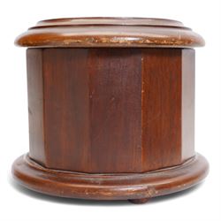 Oak and brass banded fire bucket decorated with the Royal Coat of Arms with liner and rope twist handle H30cm, together with a Dunhill 'The White Spot' faceted mahogany tobacco jar and cover (2)