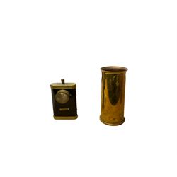 Ever Ready lamp, together with horse brasses, shell cases and other items, in two boxes 