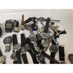 Collection of gentleman's wristwatches, including Swatch, Casio, Timex and Sekonda examples