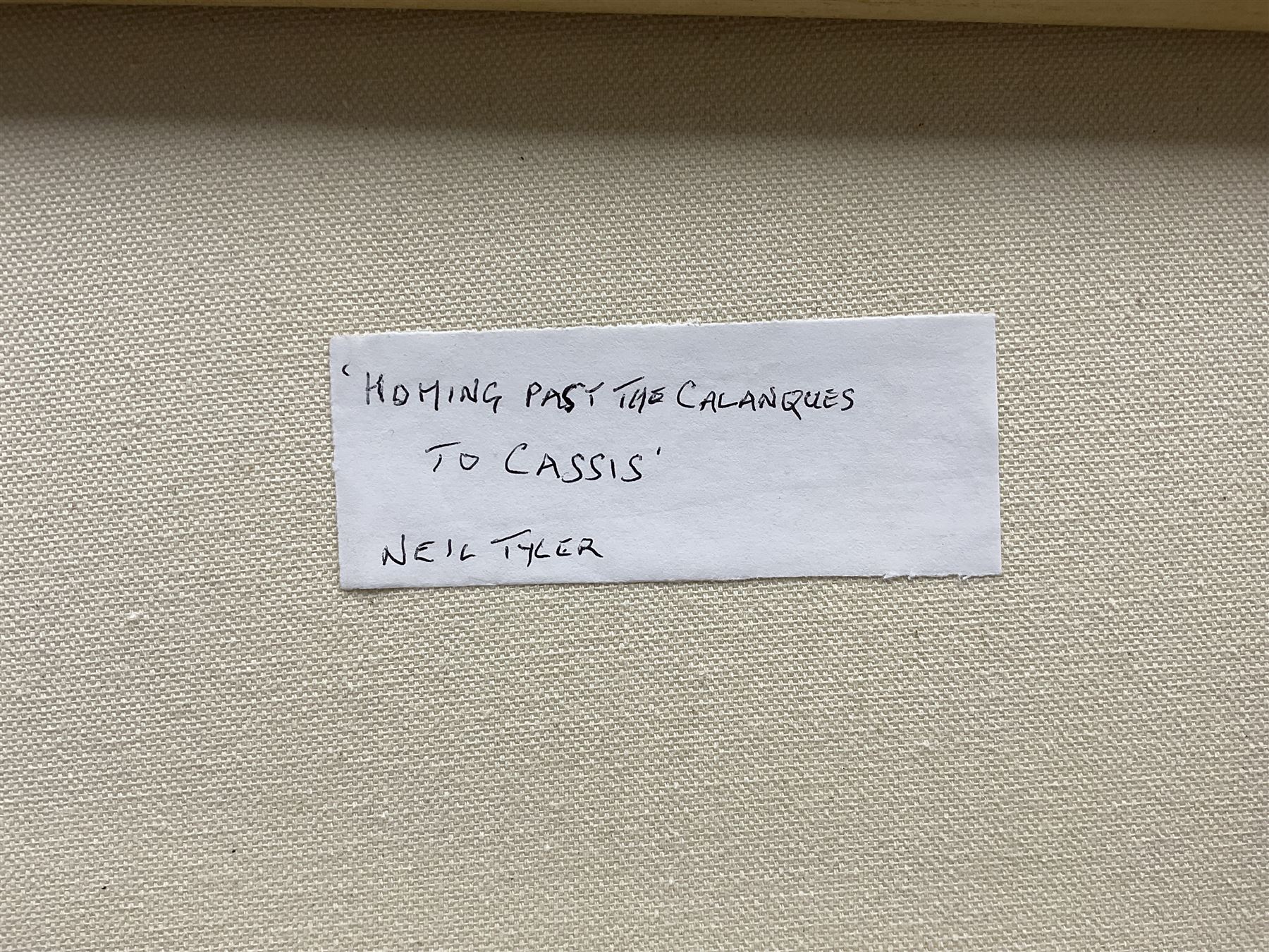 Neil Tyler (British 1945-): 'Homing Past the Calanques to Cassis', oil on canvas signed, titled on label verso 50cm x 75cm
