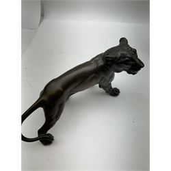 Bronze figure, modelled as a lioness, H14cm