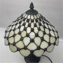 Three Tiffany style table lamps, tallest H41cm 