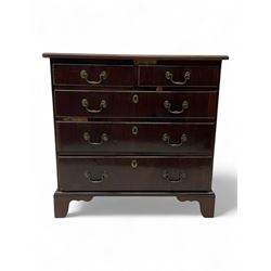 George III mahogany chest, moulded rectangular top over two short and three long drawers, ...