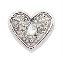 14ct white gold round brilliant cut diamond heart shaped pendant