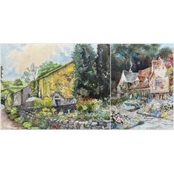 Thomas Coxon (British 20th Century): 'Abbots Harbour - East Marton', watercolour signed titled and dated '08, 37cm x 49cm; MS (British 19th Century): Little Cottage Garden, watercolour signed with initials and dated 1913, 28cm x 21cm (2)