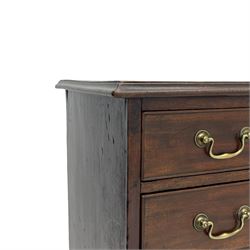 George III mahogany chest, moulded rectangular top over four long graduating cock-beaded drawers, fitted with brass swan neck handles, on bracket feet