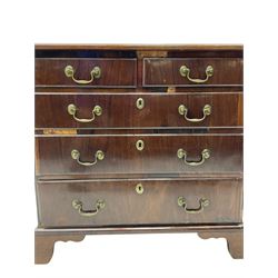 George III mahogany chest, moulded rectangular top over two short and three long drawers, on bracket feet 