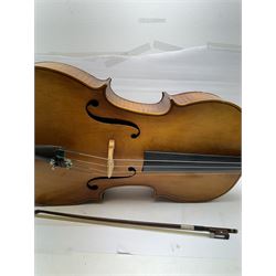 Czechoslovakian cello and bow, back L76cm