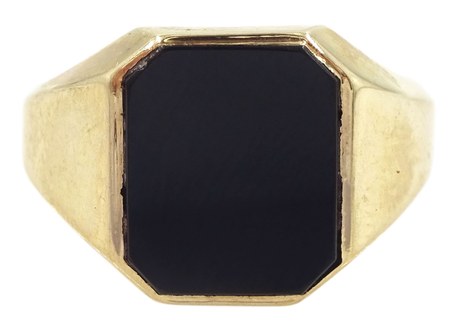 9ct gold single stone black onyx signet ring, hallmarked