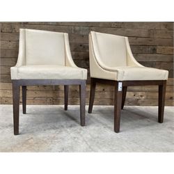 28 x walnut framed dining chairs, upholstered in beige leather