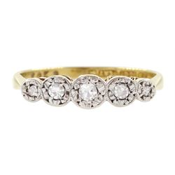 Early 20th century illusion set, five stone single cut diamond ring, stamped 18ct Plat