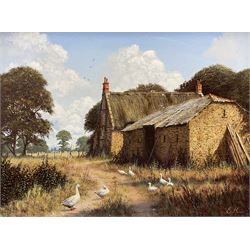 Edward Hersey (British 1948-): 'Goose Farm', oil on canvas signed, titled on gallery label verso 45cm x 60cm