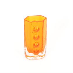 Geoffrey Baxter for Whitefriars tangerine Traffic Light vase, H13cm