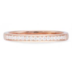 18ct rose gold channel set round brilliant cut diamond half eternity ring, hallmarked, total diamond weight 0.18 carat