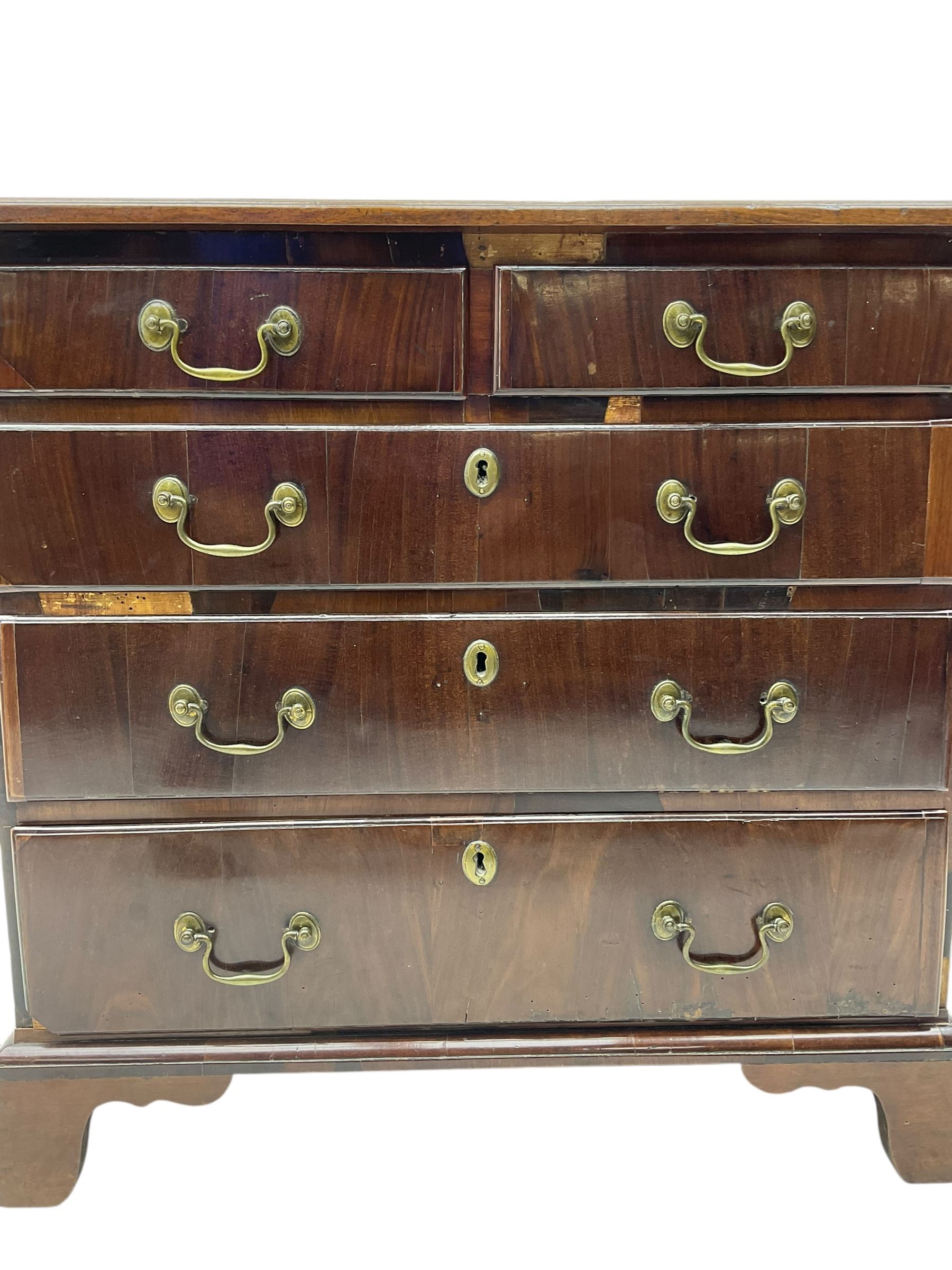 George III mahogany chest, moulded rectangular top over two short and three long drawers, on bracket feet 