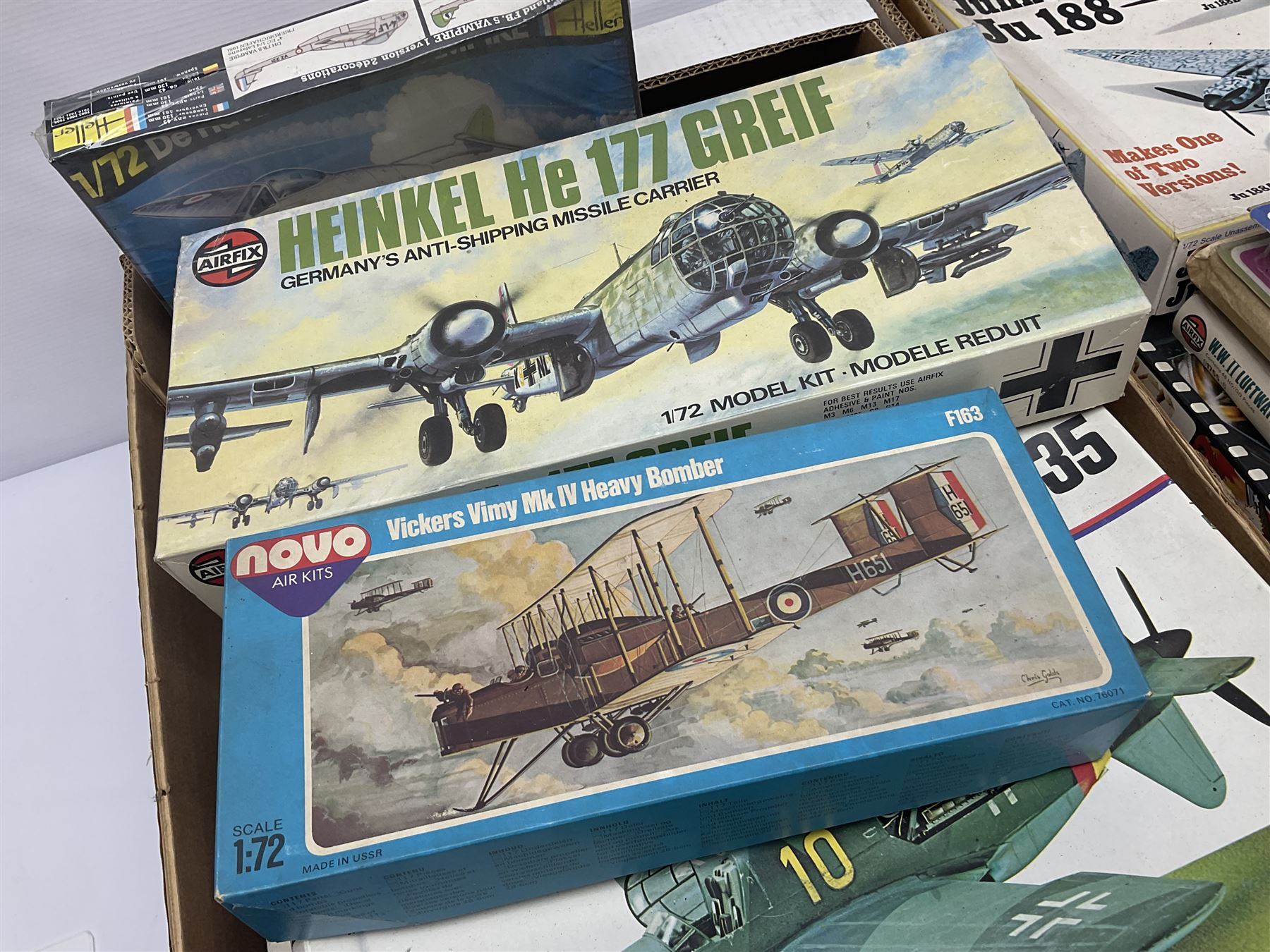 Large quantity of aircraft scale model kits to include Airfix, Revell, Monogram etc, in three boxes 