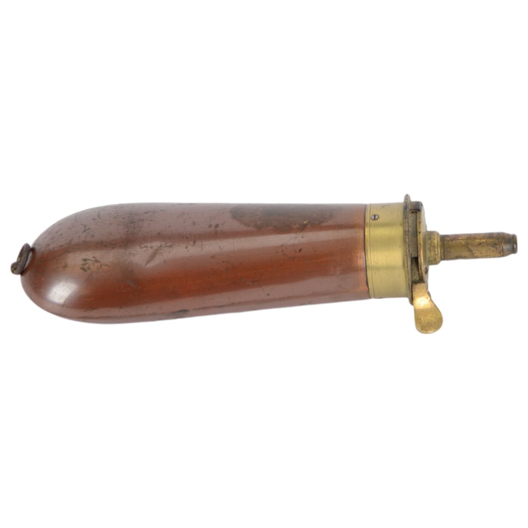 Colt's Navy Flask, a copper gun powder flask, marked 'James Dixon & Sons Sheffield', L19cm