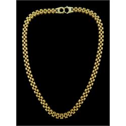 9ct gold brick link necklace, hallmarked