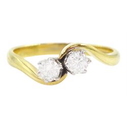 18ct gold two stone round brilliant cut diamond crossover ring, Birmingham 1993, total diamonds weight approx 0.30 carat