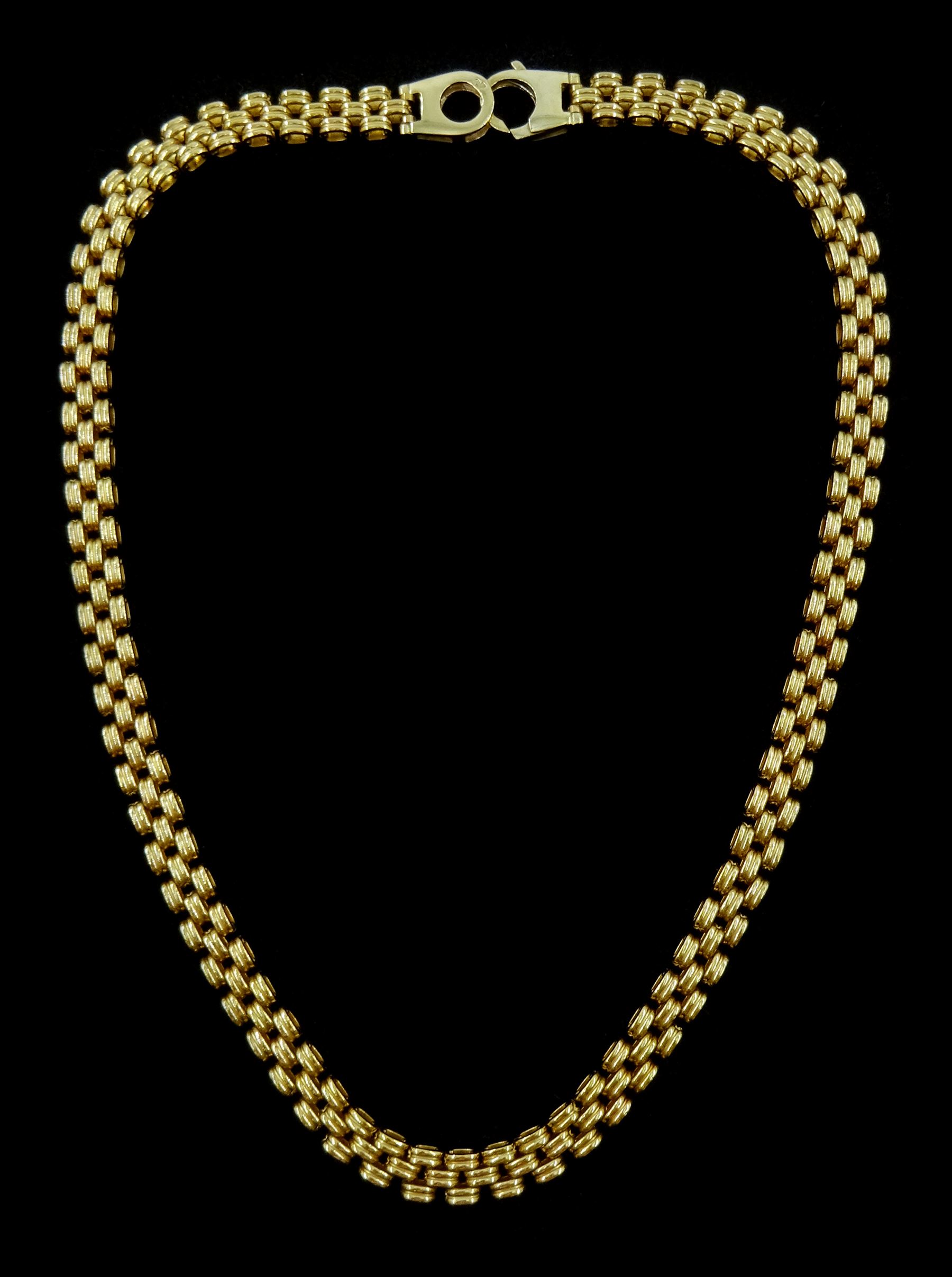 9ct gold brick link necklace, hallmarked