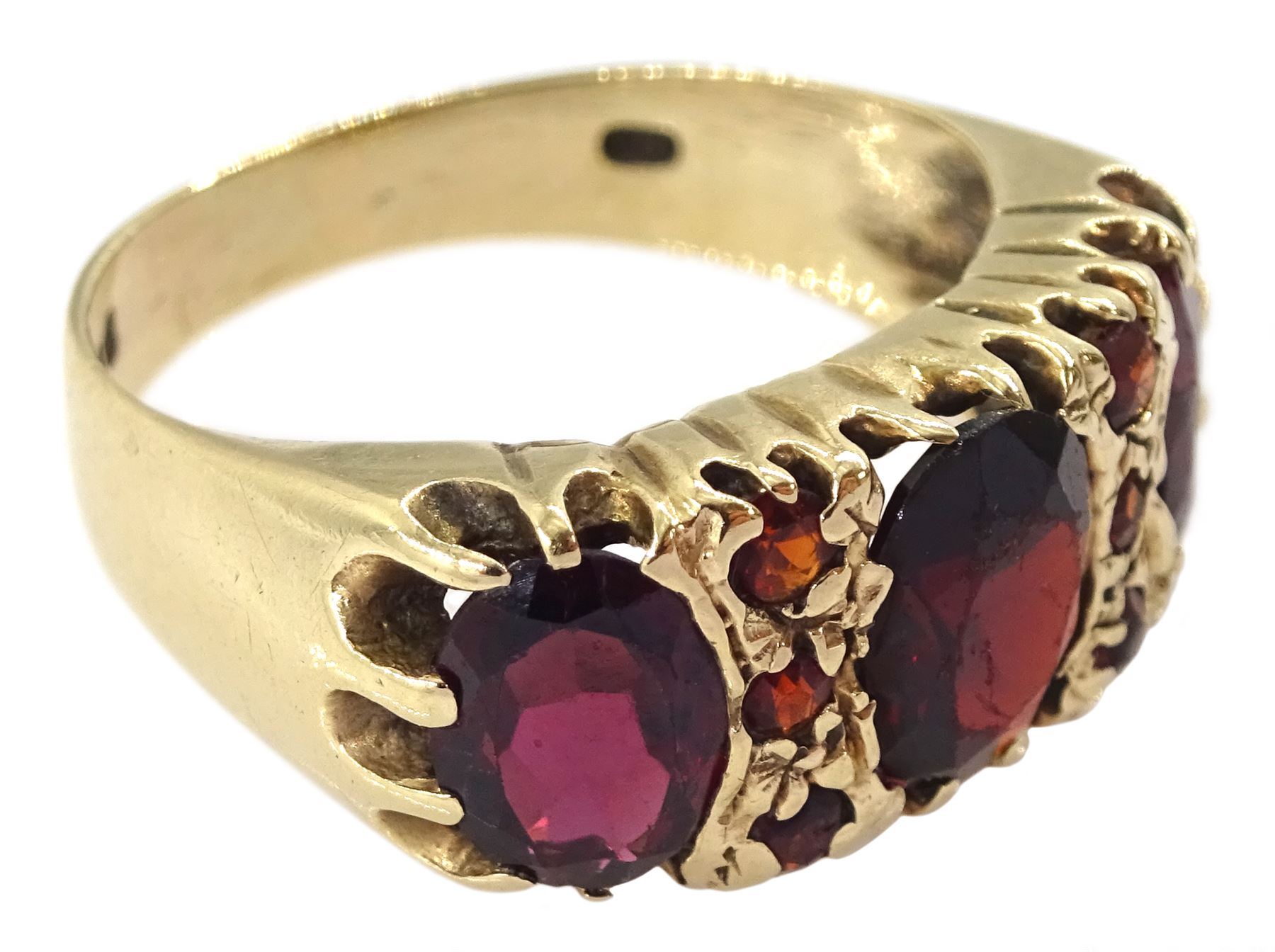 9ct gold garnet dress ring, hallmarked