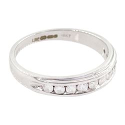 18ct white gold channel set round brilliant cut diamond half eternity ring, hallmarked, total diamond weight 0.33 carat