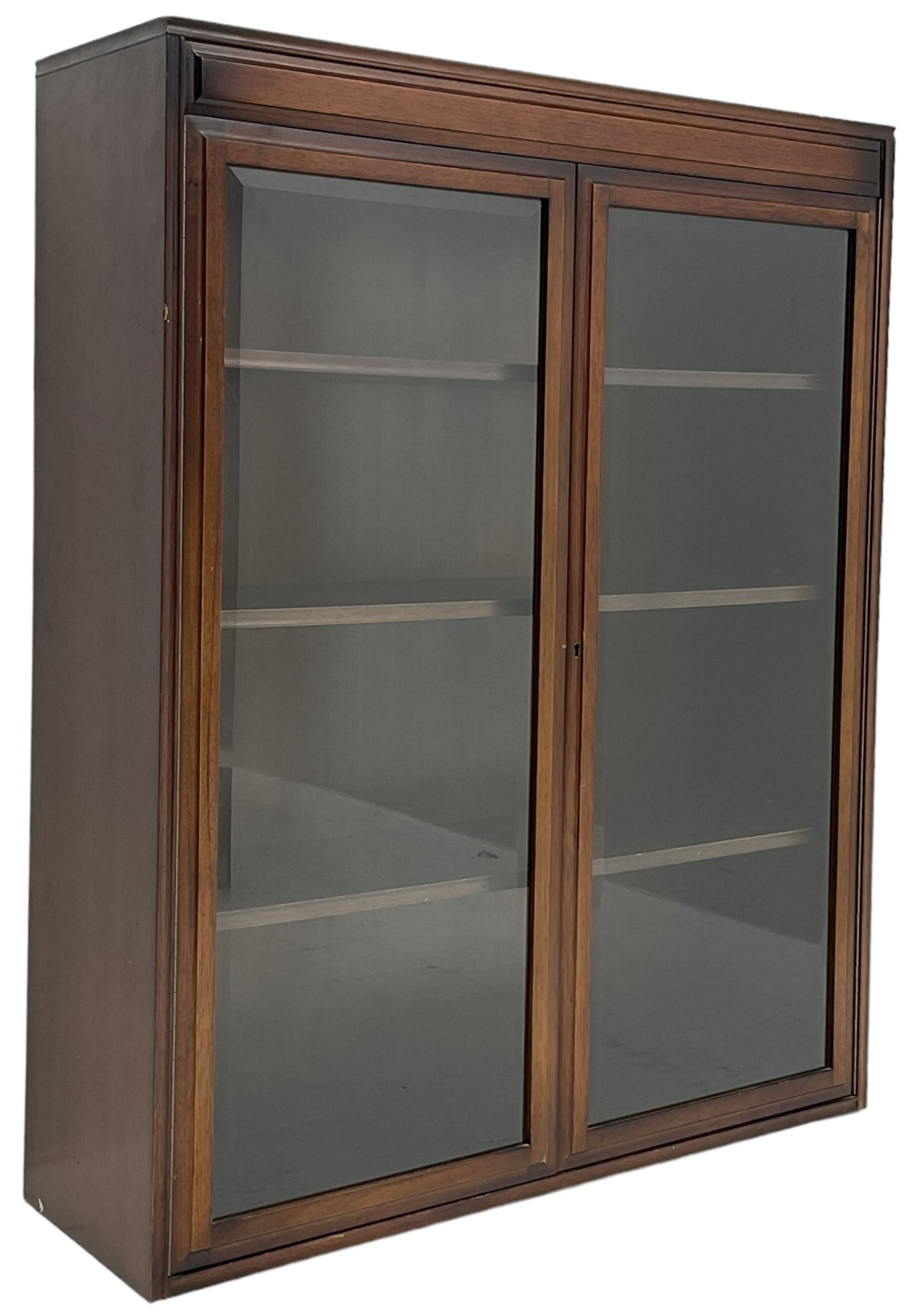 Mid-20th century mahogany enclosed bookcase, glazed doors