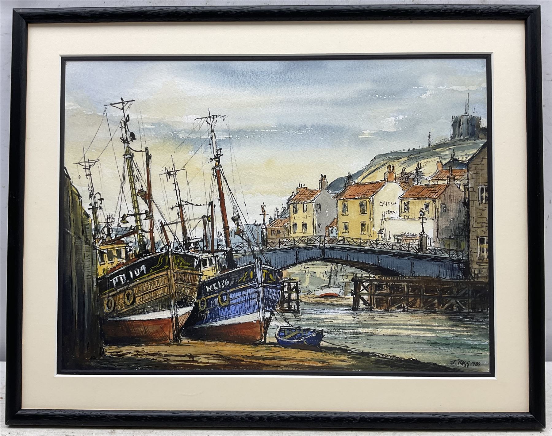 Jack Rigg (British 1927-2023): Upper Harbour 'Whitby', watercolour and ink signed and dated 1980, titled verso 27cm x 37cm