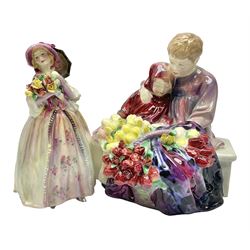 Two Royal Doulton figures comprising June HN1691 and Flower Sellers Children, HN1342